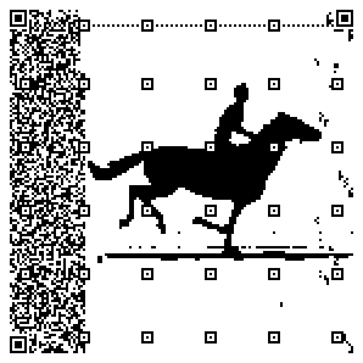 Animated QR code that shows a horse running
